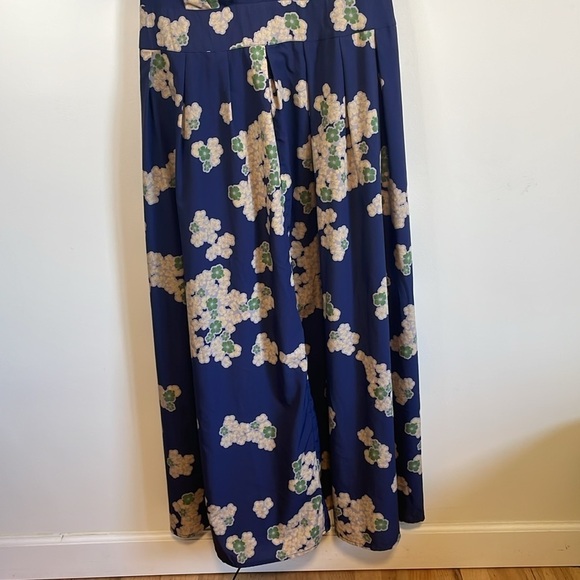 Wayward Francies Floral Maxi Dress 18 Blue Green Short Sleeve Tie Cherry Blossom - Picture 7 of 16